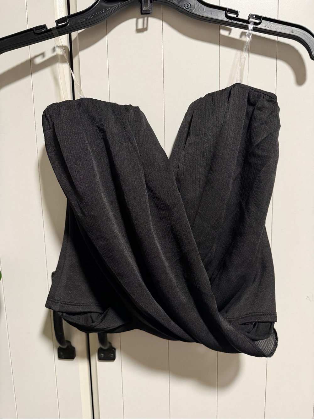 128 - Strapless Black Draped Blouse